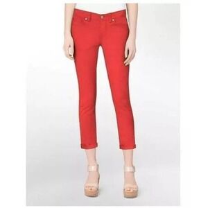 CALVIN KLEIN Women's Power Stretch Skinny Crop Jeans Wildflower Red Summertime 8